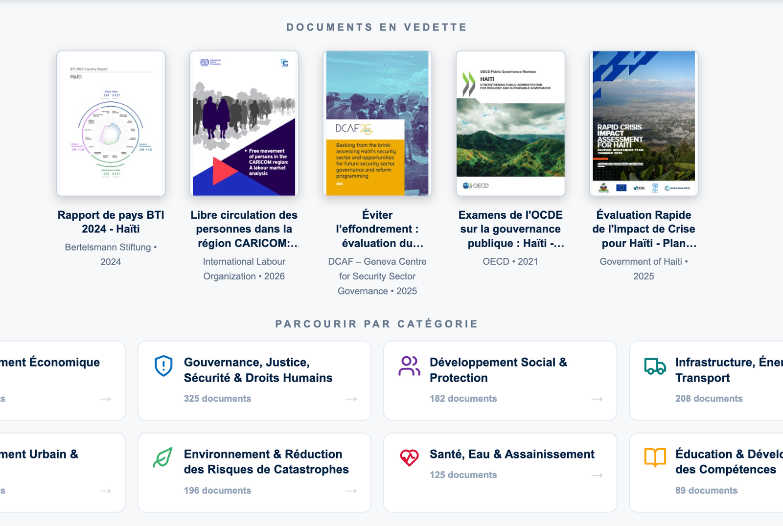 Capture d'écran du site HaitiDocs